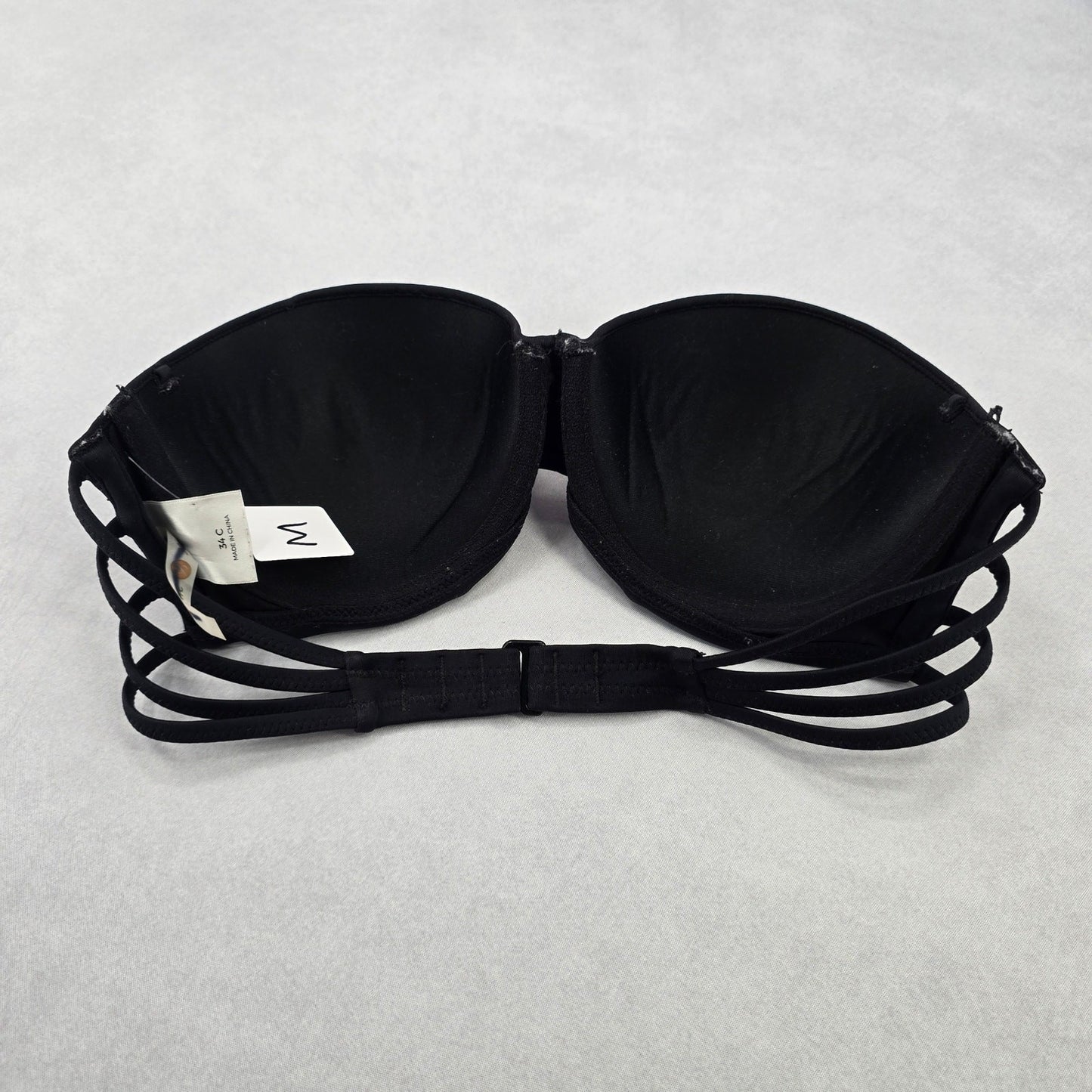 Shade & Shore Black Padded Strapless Swim Sports Bra Beach Bikini Top 34C