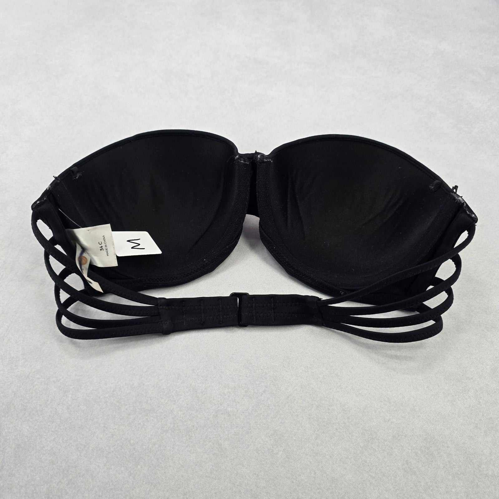 Shade & Shore Black Padded Strapless Swim Sports Bra Beach Bikini Top 34C