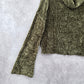 Charlotte Ruse Green Turtleneck Crop Chenille Flare Sleeve Y2K VTG Sweater Small