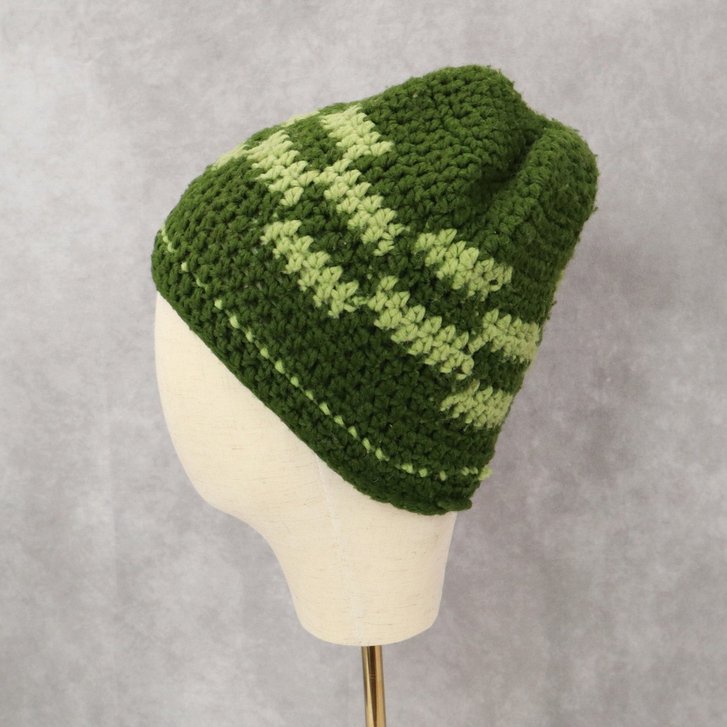Green Cable Knit Y2K Vintage Hippy Cottage Boho Skater Bucket Beanie Cap Hat