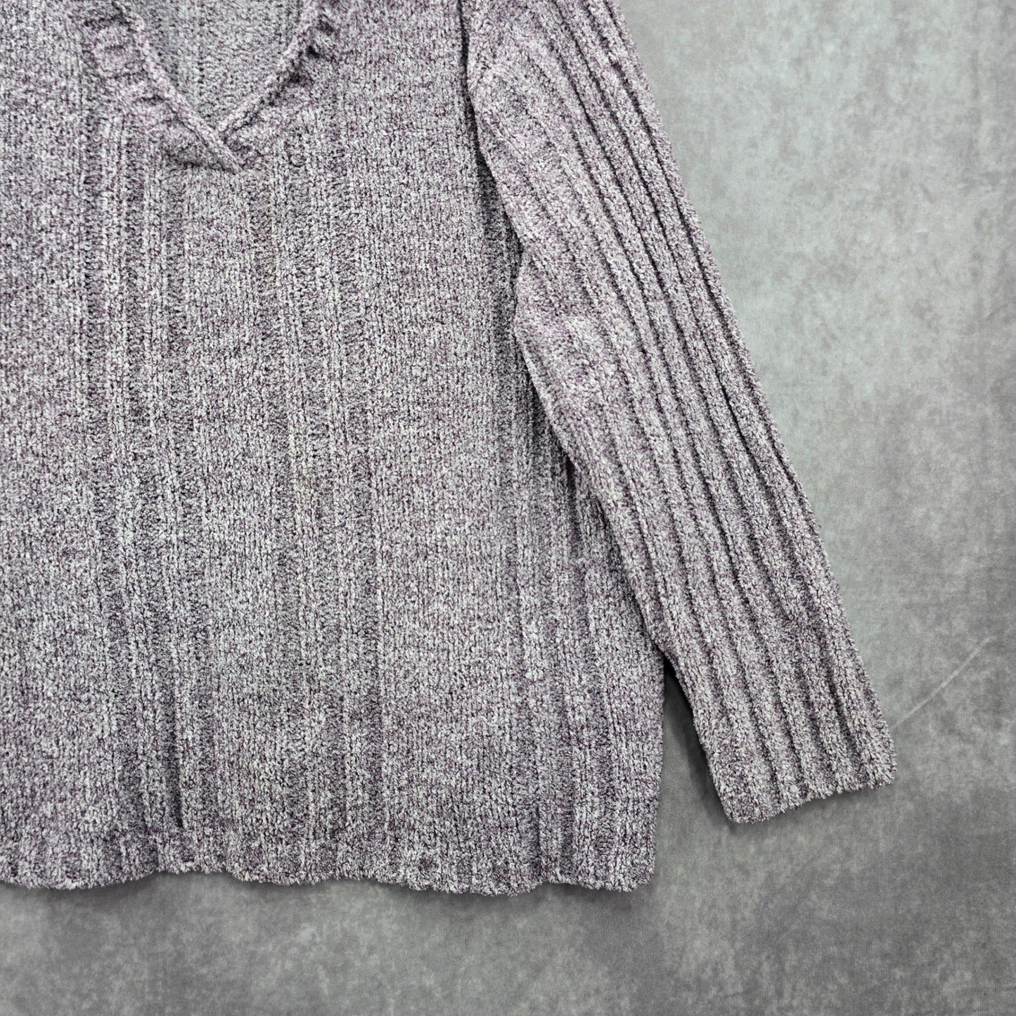 Erika Purple Chunky Oversized Ribbed Pullover Soft Y2K Chenille Sweater Plus 2X