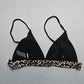 Black Animal Print Pull On Swim Sports Bra Beach Bralette Bikini Top L Large