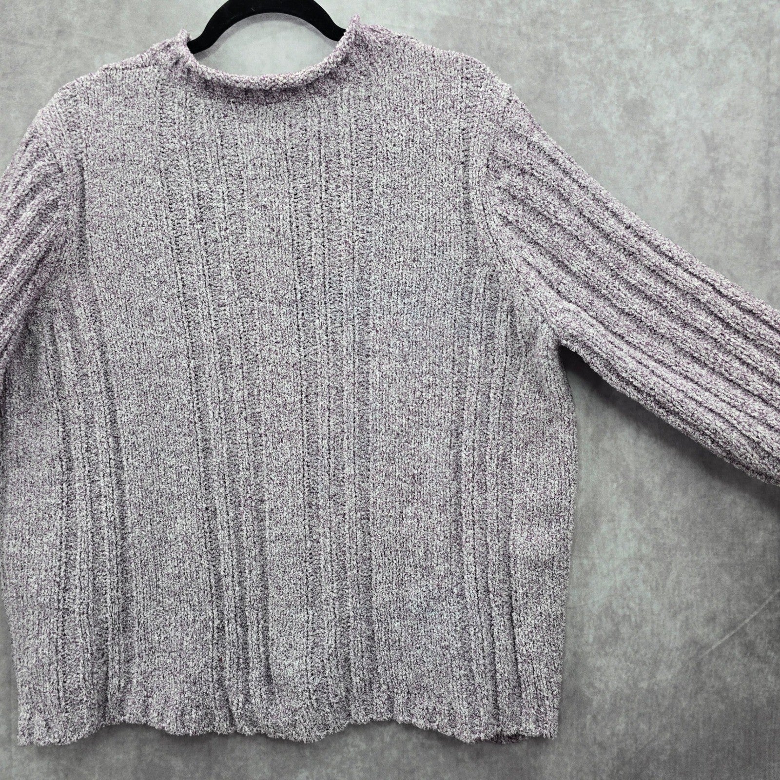 Erika Purple Chunky Oversized Ribbed Pullover Soft Y2K Chenille Sweater Plus 2X