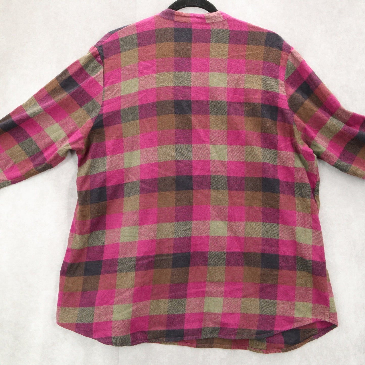 Blair Purple Flannel Plaid Floral Embroidered Western Boho Cotton Indie Large