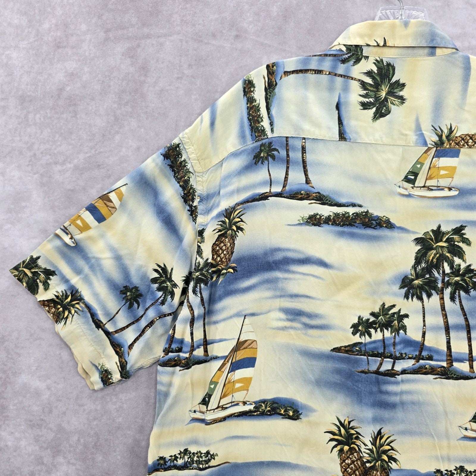 Campia Moda Beach Palm Tropical Surf Island Vintage Relax Hawaiian Shirt L