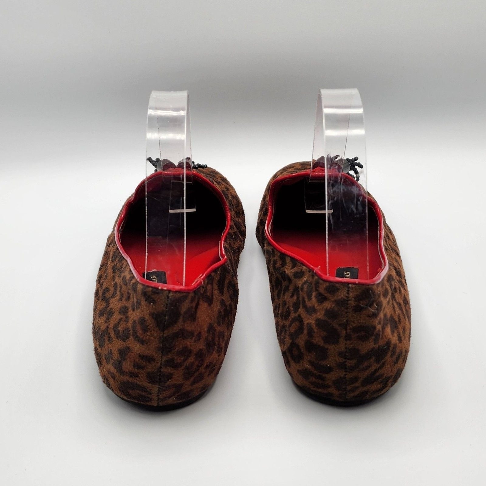Dana Buchman Leopard Print Red Slip On Flats Beaded Tassels Size 7.5