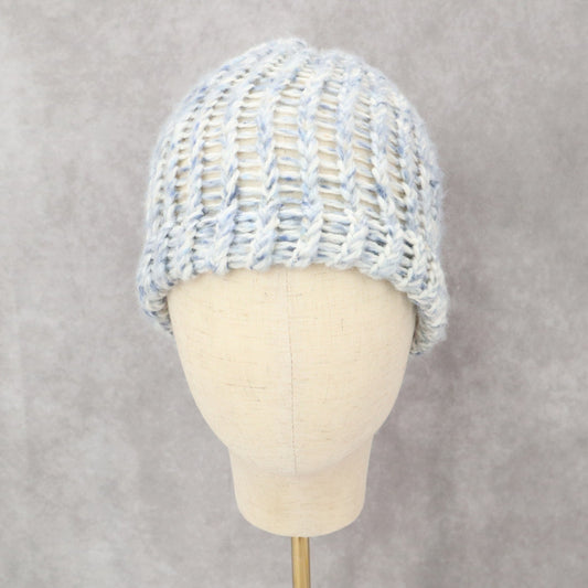 Blue Cable Knit Y2K Vintage Hippy Boys Girls Youth  Bucket Beanie Cap Hat