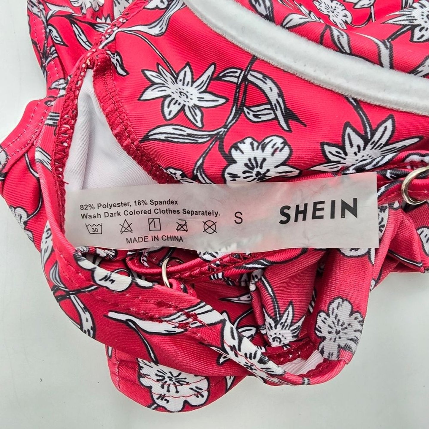 Shein Red Flower Bikini Top Small Swimwear Swimsuit Bathing Suit