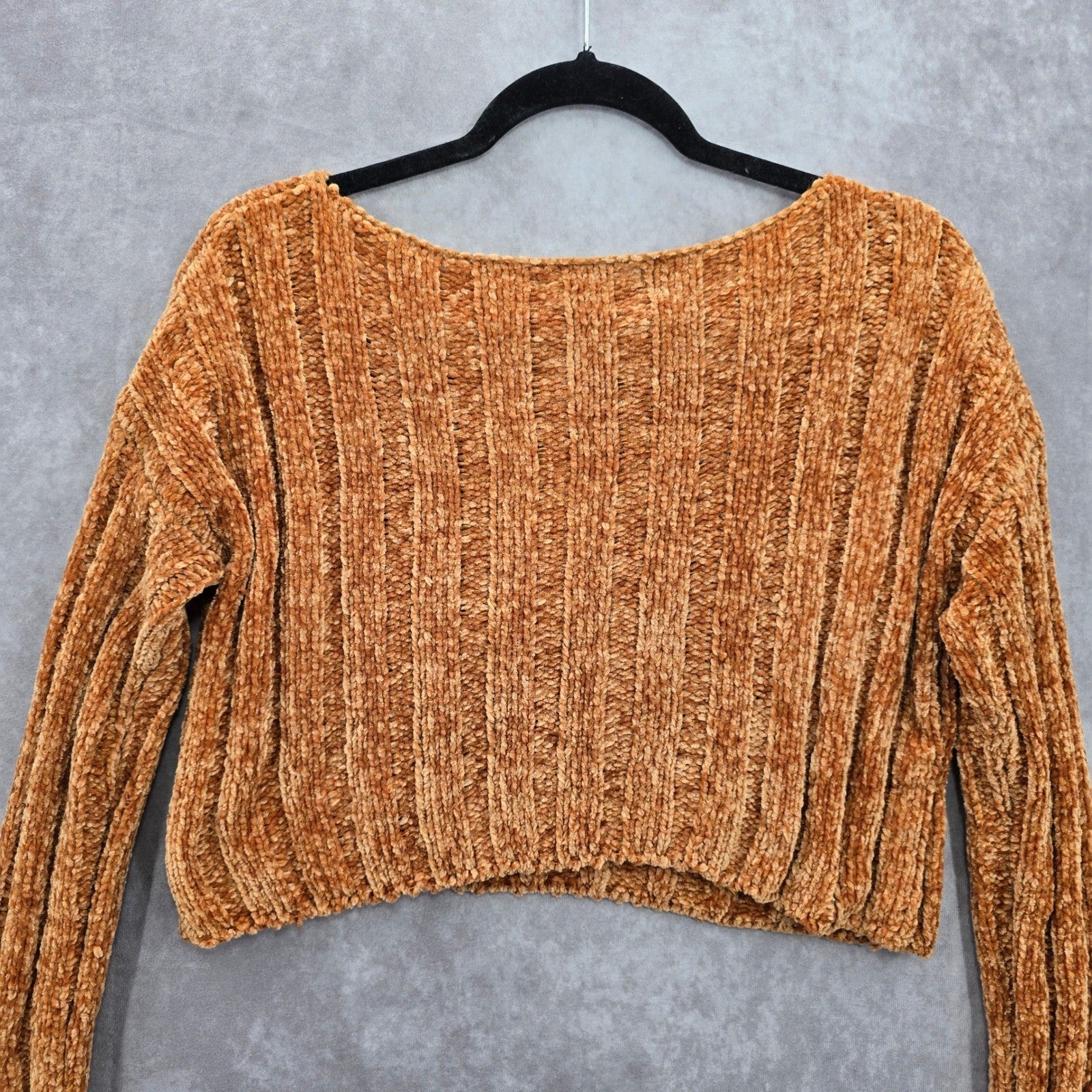 Favlux Yellow Crop Chenille Ribbed Sleeve Y2K VTG Academia Cozy Sweater Small