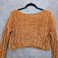 Favlux Yellow Crop Chenille Ribbed Sleeve Y2K VTG Academia Cozy Sweater Small