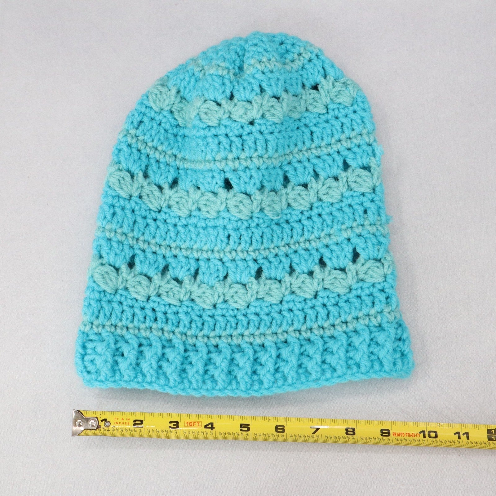 Blue Cable Knit Chunky Y2K Vintage Crochet Beanie Cap Hat