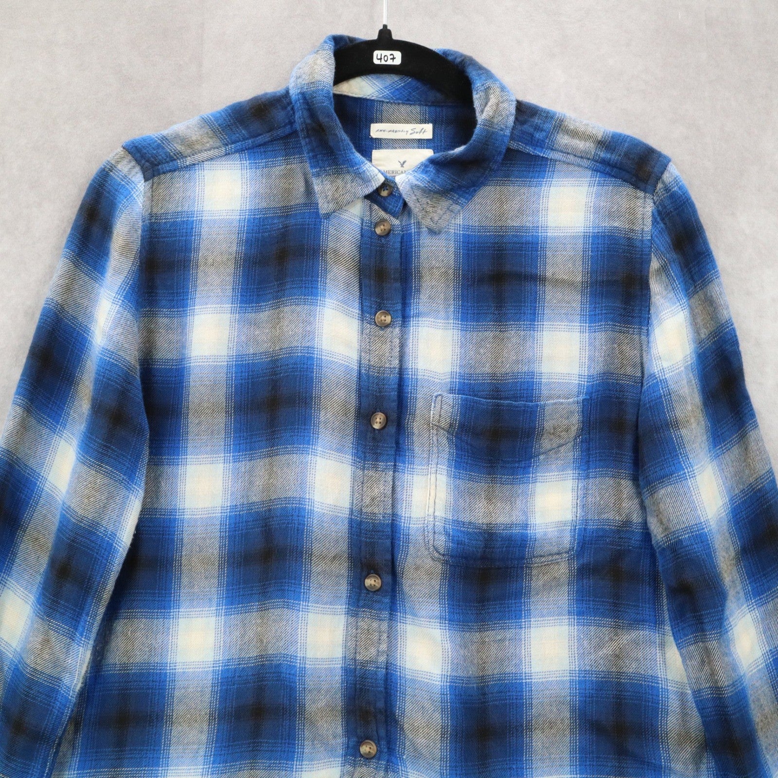 American Eagle Outfitters Flannel Plaid Long Sleeve Button Boyfriend Fit Small