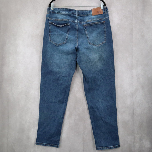 DKNY Blue Straight Fit Tapered Duane Mens Cotton 36X30 Denim Jeans