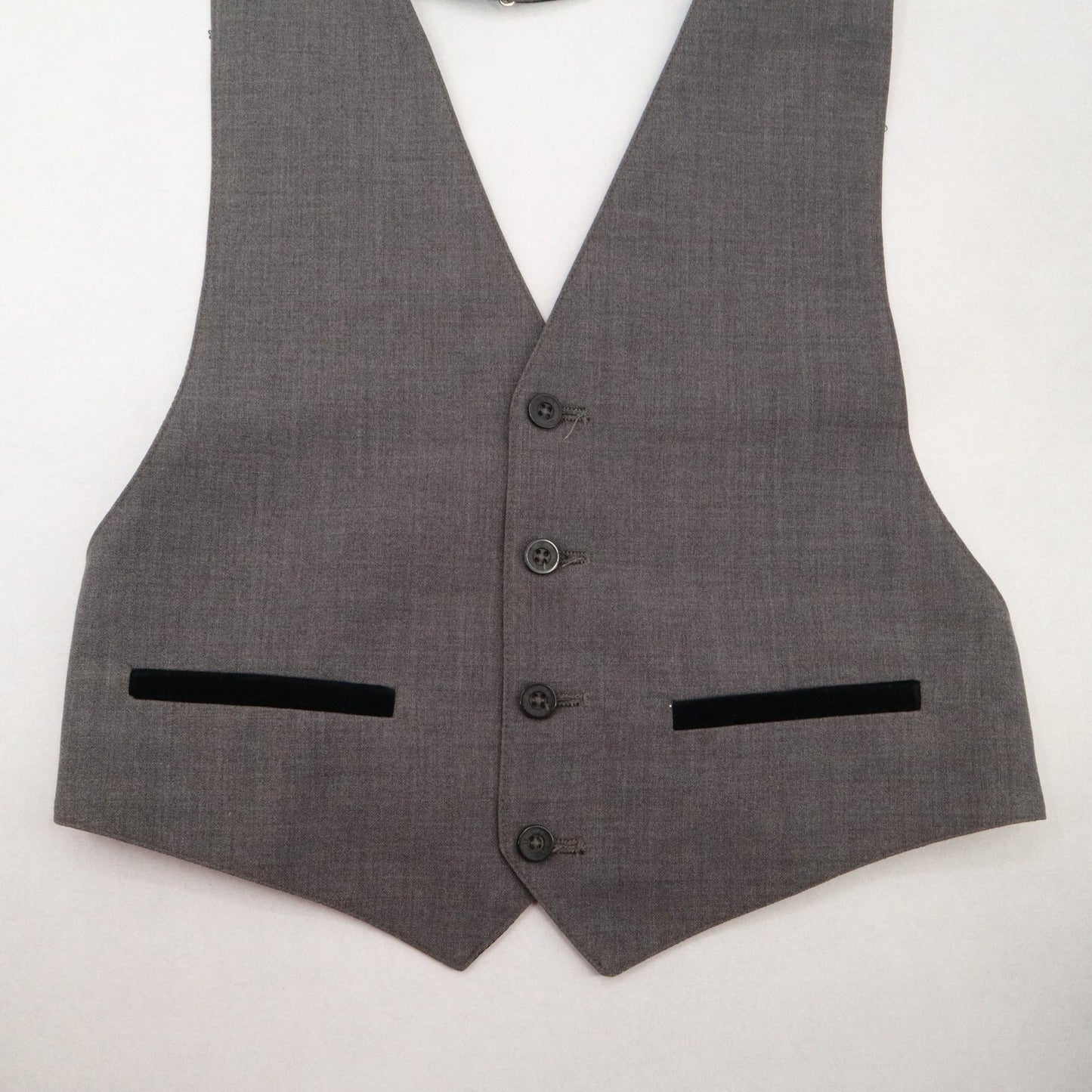 After Six Gray Short Open Back Welt Pocket 4 Button Point Tuxedo Vest Medium 38S