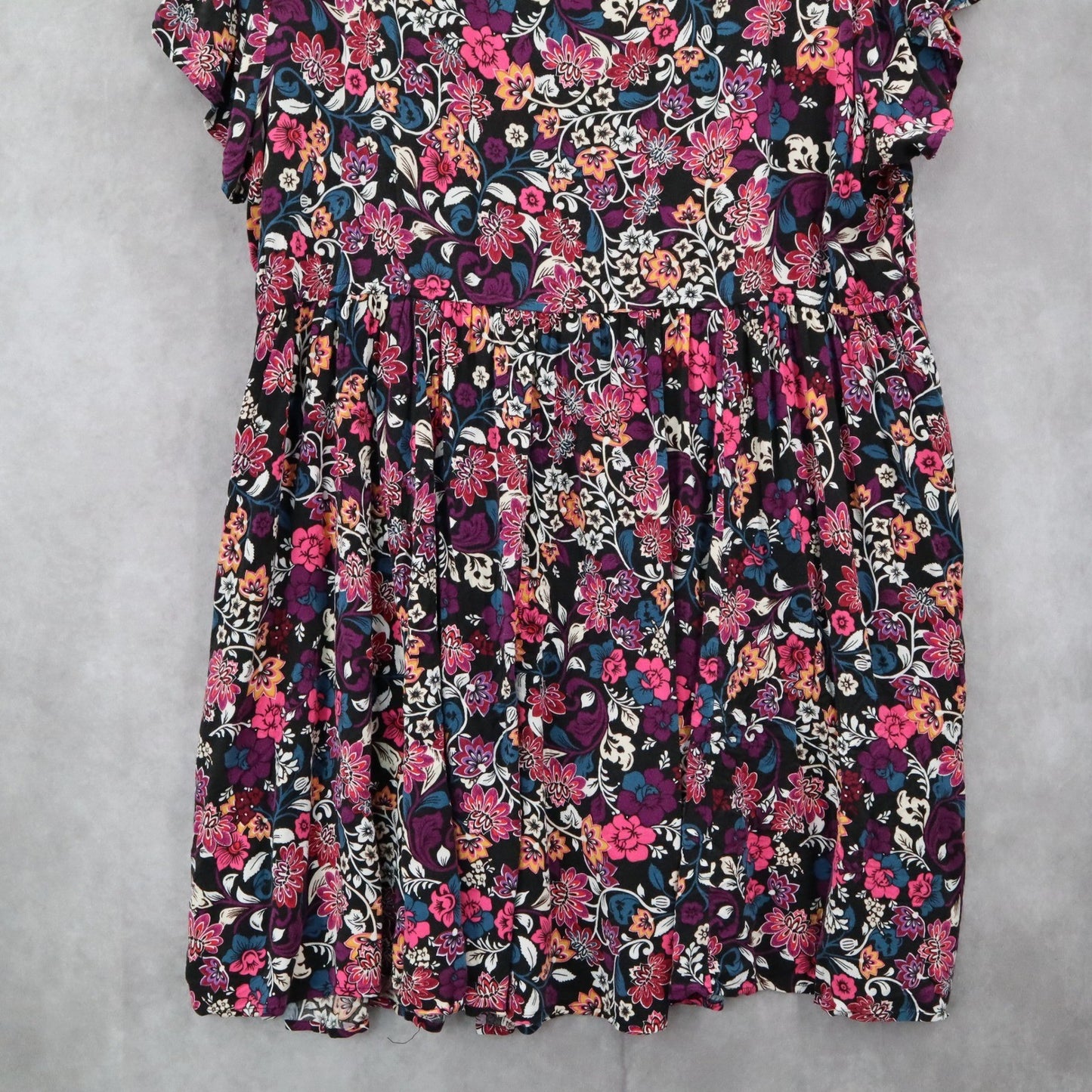 Torrid Black Floral Short Mini Fit Flare Business Casual Tropical Dress Plus 4X
