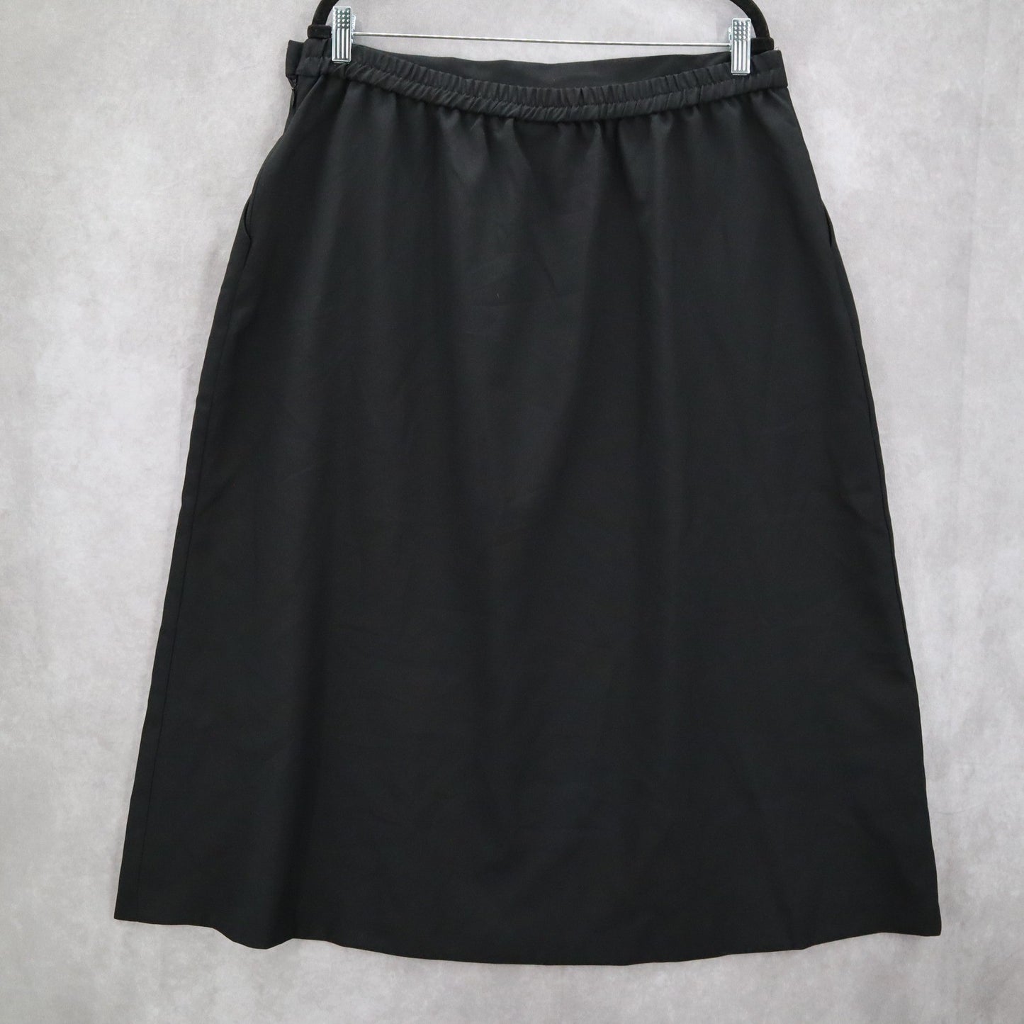 Bedford Fair Black Pull On Secretary Midi Church Pocket Flare Skirt Plus 20P