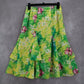 Maggie Sweet Yellow Green Floral Flare Flirty Pull On Vintage Skirt S Small