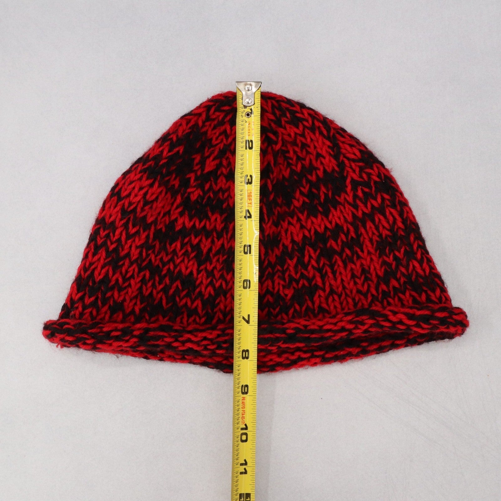 Red Crochet Cable Knit Black Skater Vintage Y2K Cottage Beanie Cap Hat OS
