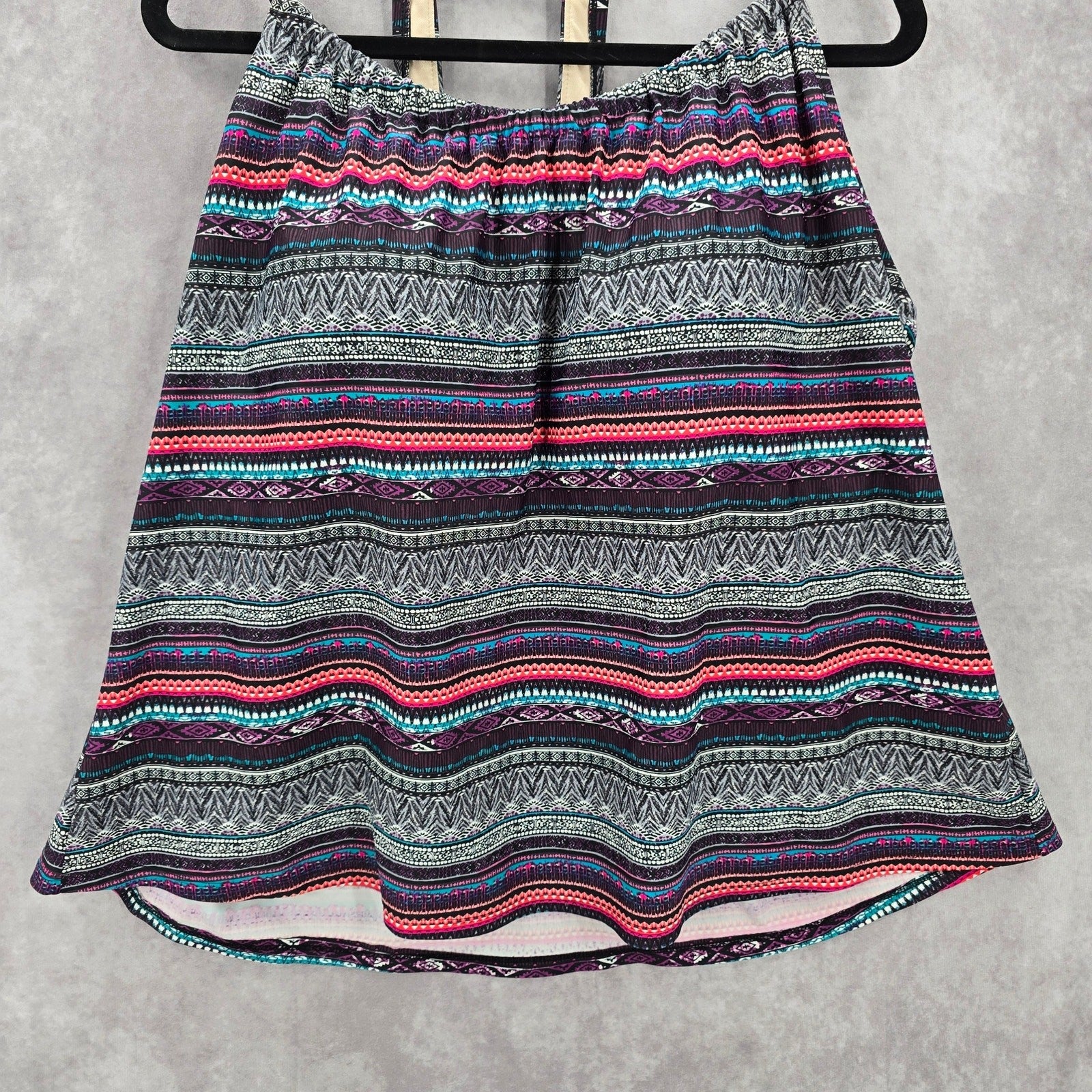 Kona Sol Black Multi Color Print Padded Swimwear Tankini Tank Top Plus 24W 2X