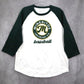 Sport Tek White Green Mineritos Baseball Tee Tshirt Raglan Top L Large