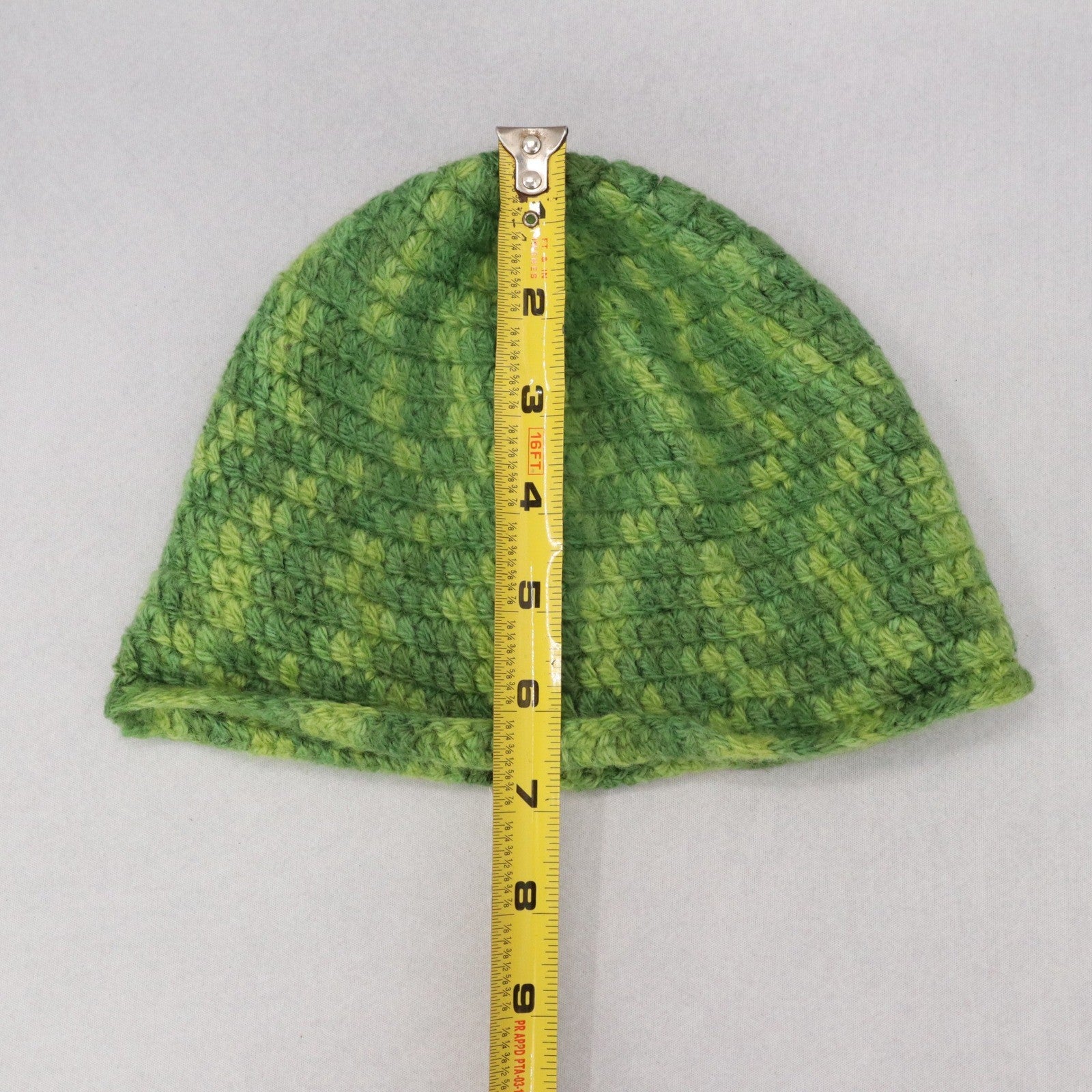 Green Crochet Cable Knit Y2K Vintage Skater Cozy Cottage Beanie Cap Hat OS