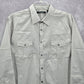 Axist Gray Button Down Western Work Casual Stripe Long Sleeve Dress Shirt XL