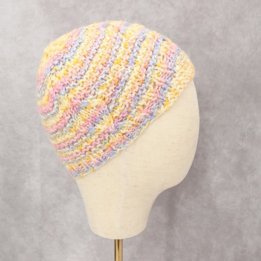 Orange Cable Knit Crochet Y2K Vintage Cottagecore Beanie Cap Hat OS
