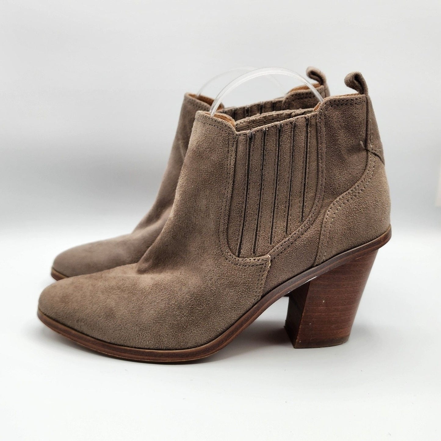 Nine West Booties Tan Suede Heel Tan Womens Size 7.5
