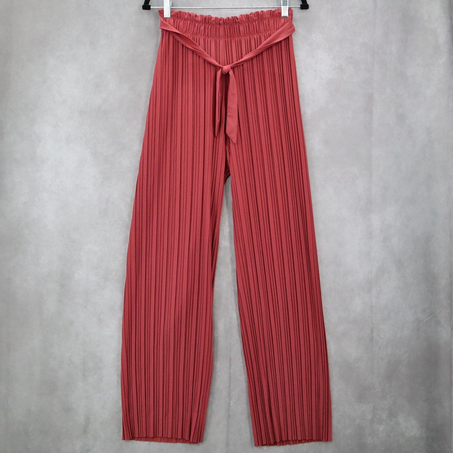 Pink Stripe Belted Wide Leg Boho Pull On Straight Leg Trousers Pant S Small
