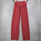 Pink Stripe Belted Wide Leg Boho Pull On Straight Leg Trousers Pant S Small