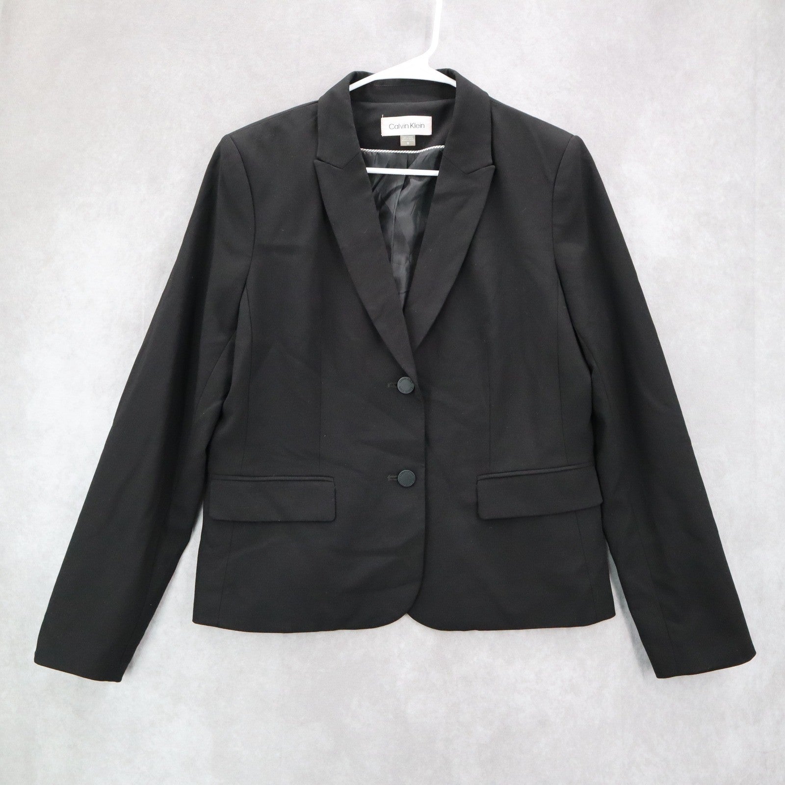 Calvin Klein Black Fish Mouth Formal Preppy Cocktail Coat Jacket Blazer 10