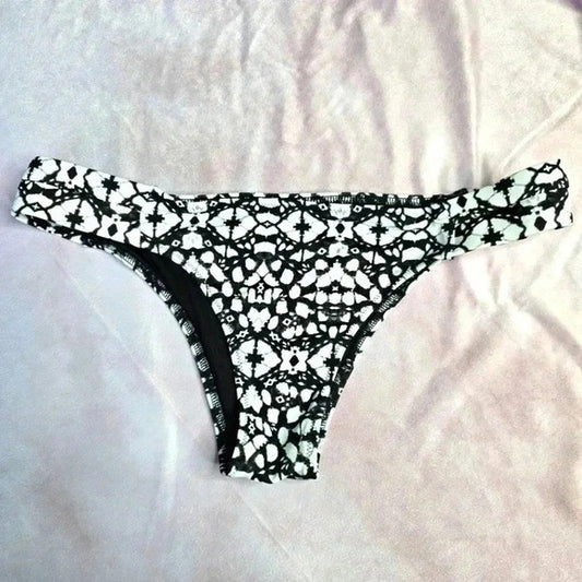 Shade & Shore Black White Bikini Bottoms Swimwear Swimsuit Size Medium