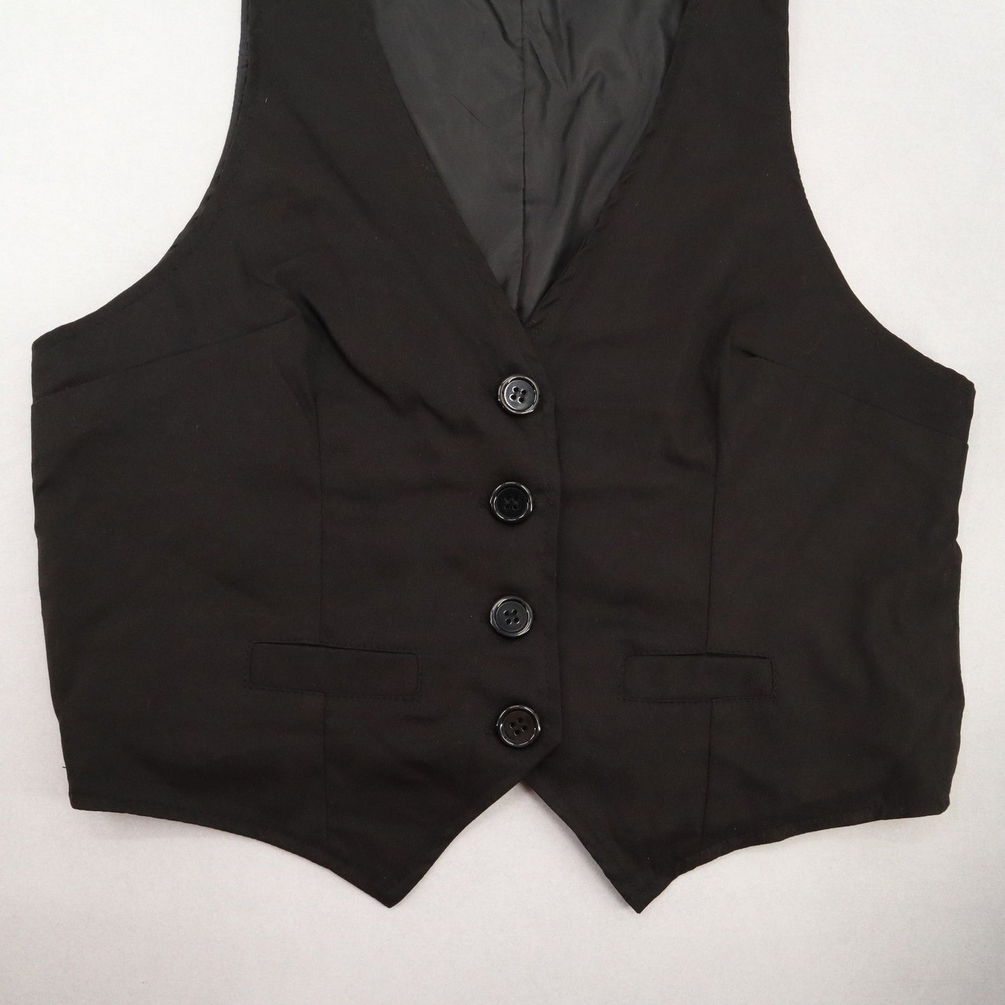 Black 4 Button Welt Pocket Point Buckle Waistcoat Tuxedo Formal Suit Vest 34S L