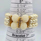 White Bead Pearl Gold Stretch Elastic Bracelet Fashion Jewelry