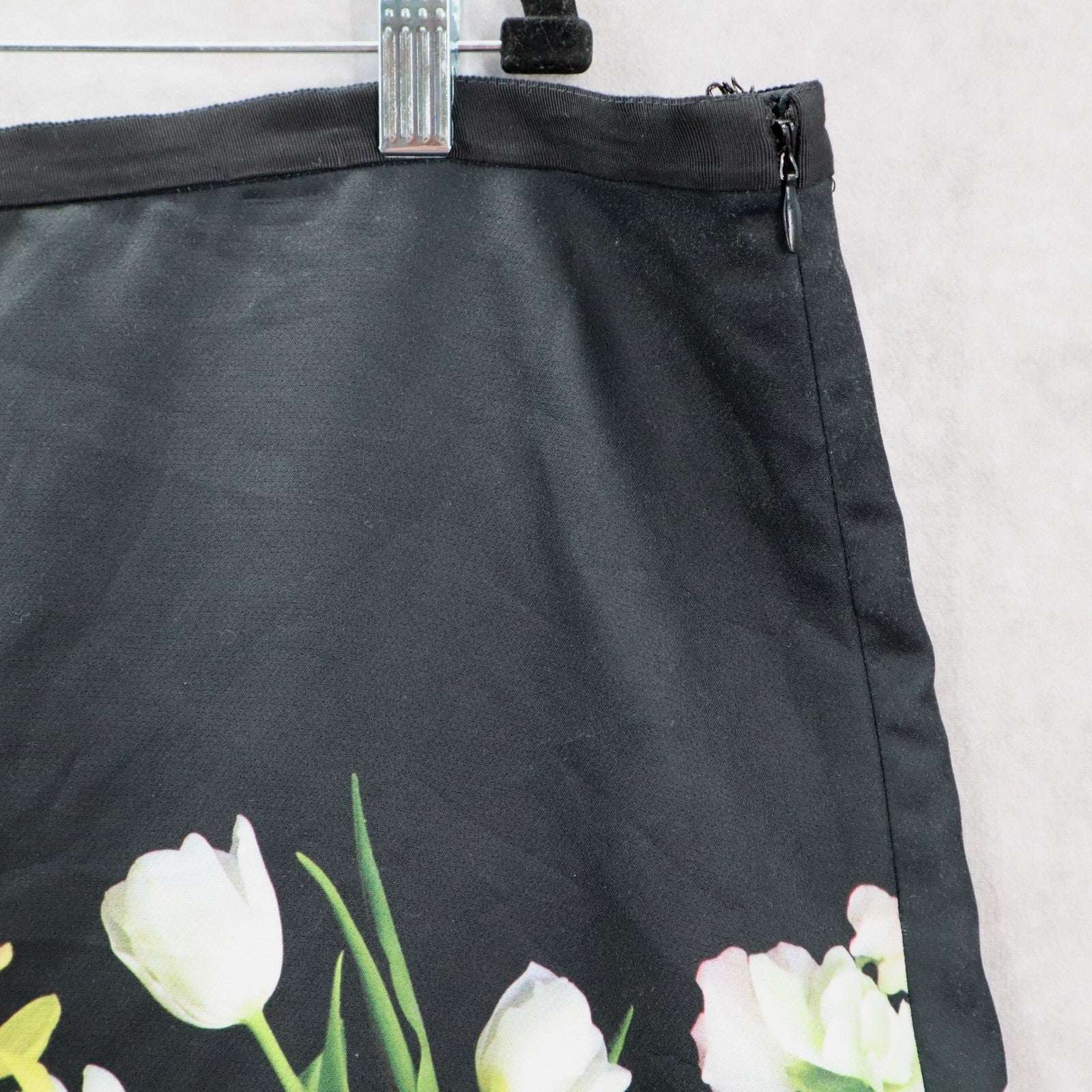 Victoria Beckham Black Floral Mini Short Zip Fun Preppy Flirty Skirt Plus 2X