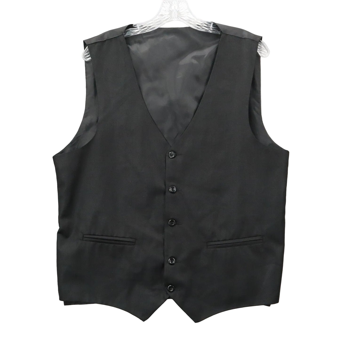 Black 5 Button Welt Pocket Point Waistcoat Formal Preppy Tuxedo Suit Vest L 44R