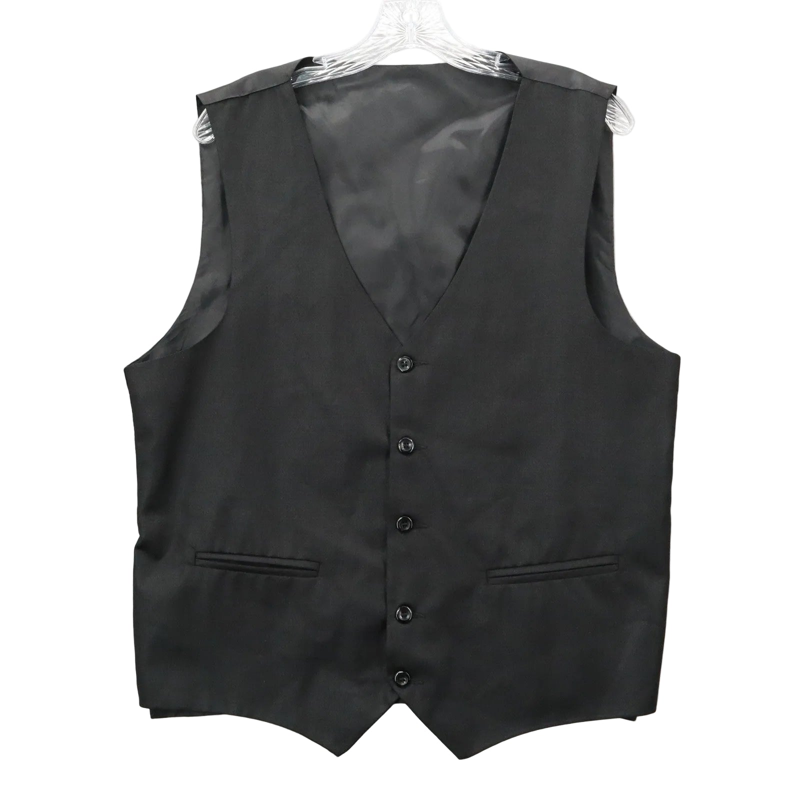 Black 5 Button Welt Pocket Point Waistcoat Formal Preppy Tuxedo Suit Vest L 44R