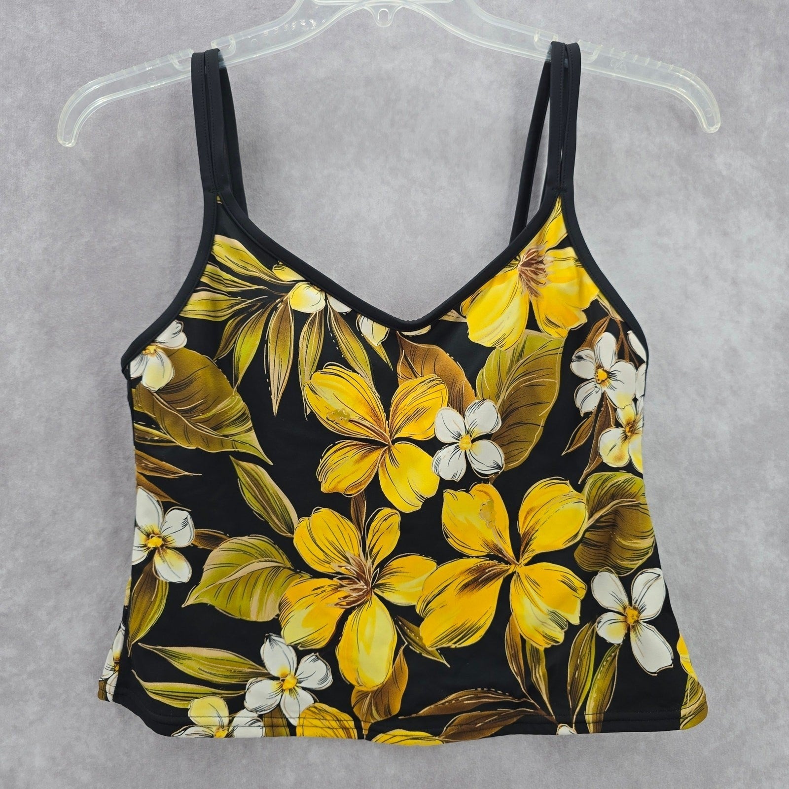 White Stag Yellow Floral Crop Padded Swimwear Tankini Tank Top Medium M 8/10