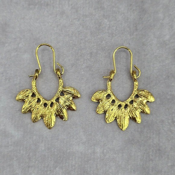 Gold Leaf Floral Dangle Hoop Hook Boho Retro Earrings Fashion Jewelry JB2-6