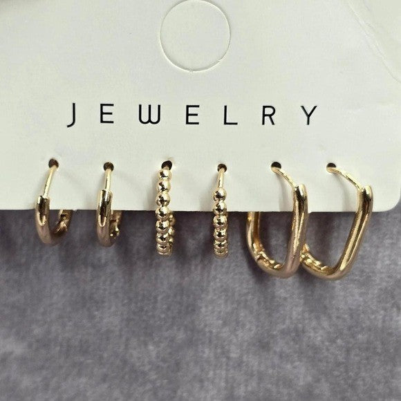 Gold Small Hoops Ring Dangle Earrings Fashion Jewelry