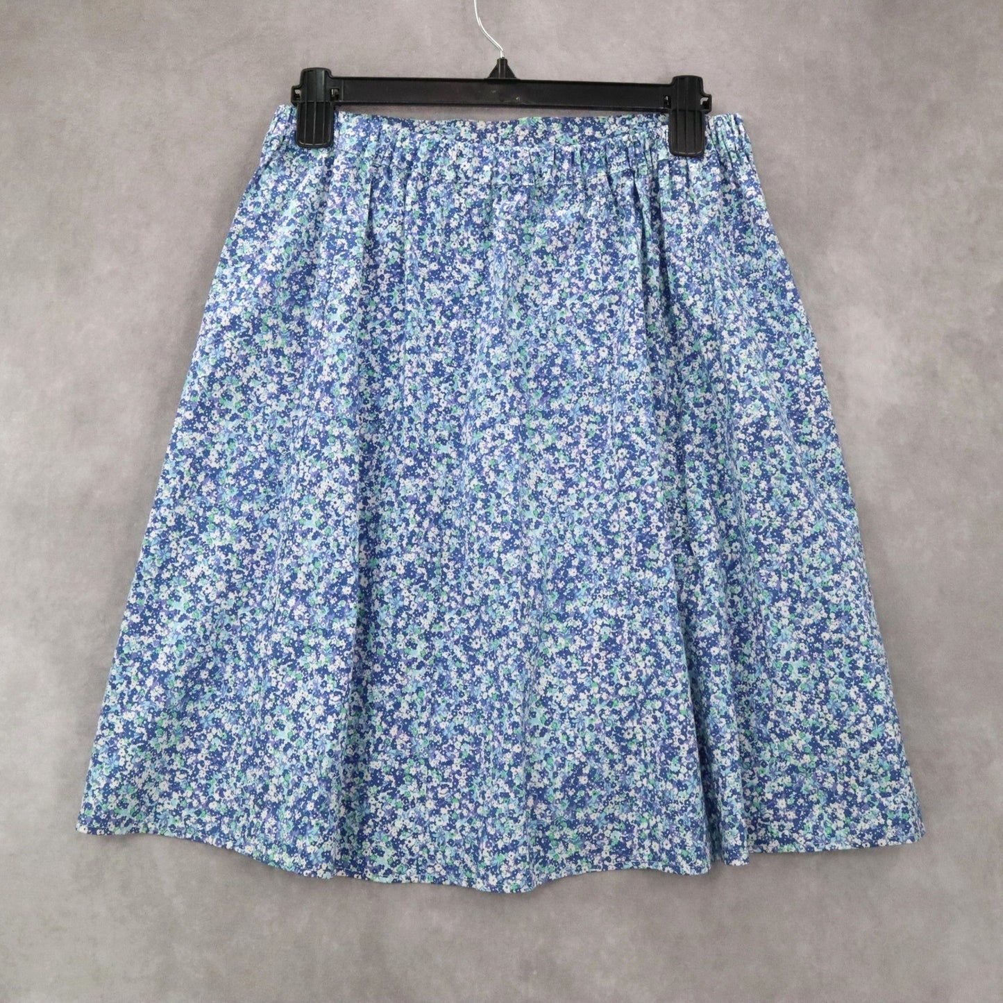Blue Floral Mini Short Flare Pull On Cotton Tenniscore Boho Skirt S Small