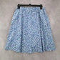 Blue Floral Mini Short Flare Pull On Cotton Tenniscore Boho Skirt S Small