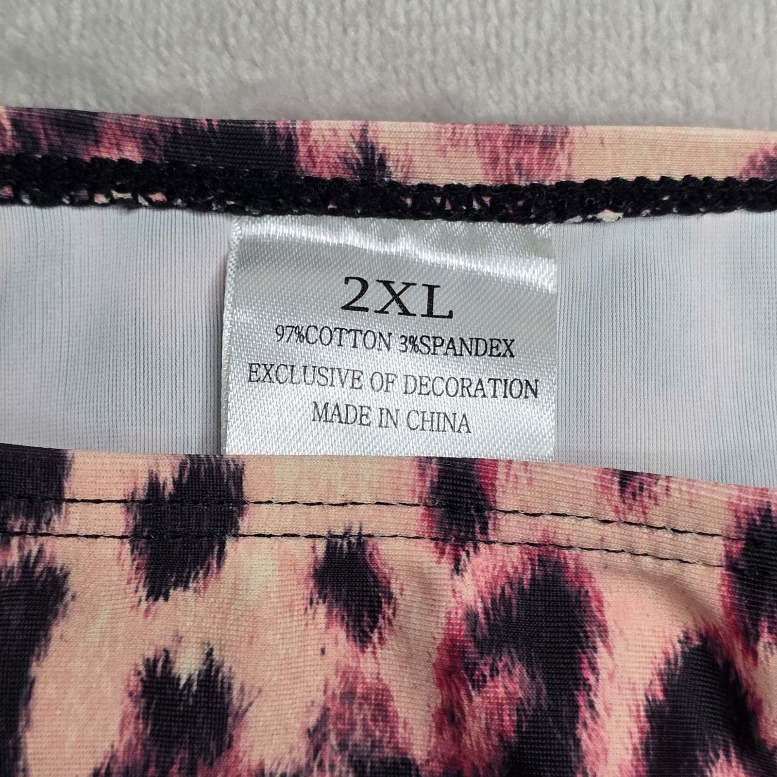 Shein Black Brown Printed Bikini Bottom High Rise Swimsuit Swimwear Size 2XL