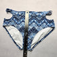 No Boundaries Blue Geometric Cutout Swim Beach Cheeky Bikini Bottom Large