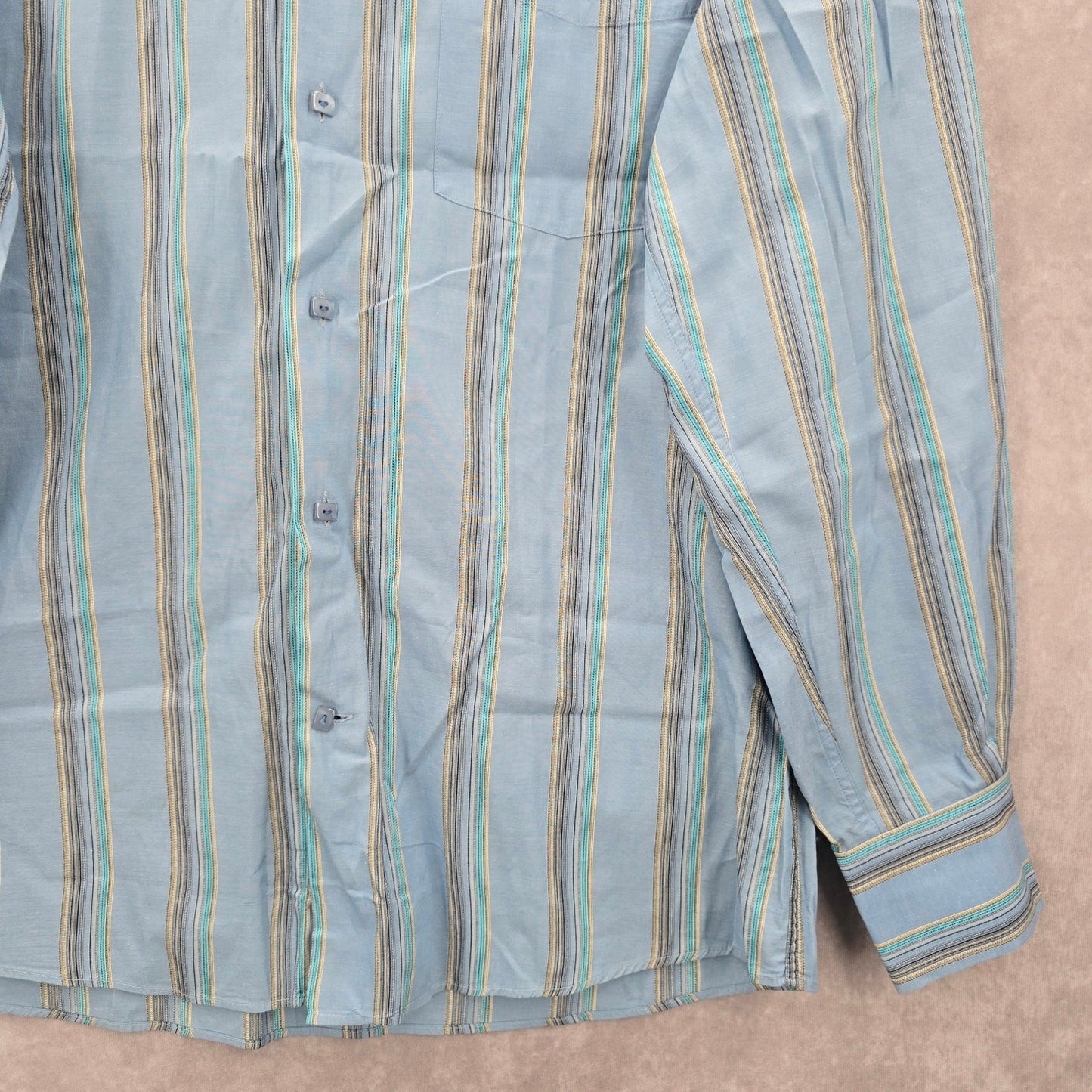 Artisti Italiani Blue Stripe Mens Button Down Long Sleeve Cotton Dress Shirt XL