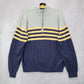 Izod Blue Pull Over Half Zip Long Sleeve Stripe Mock Neck Sweater XL Extra Large