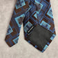 Covington Blue Brown Geometric Square Silk Executive Neck Tie Men's