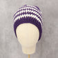 Purple Chevron Multi Color Crochet Cable Knit Y2K Vintage Cottage Beanie Cap Hat