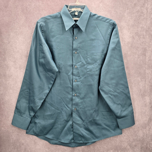 Geoffrey Beene Blue Mens Button Down Long Sleeve Preppy Dress Shirt Large