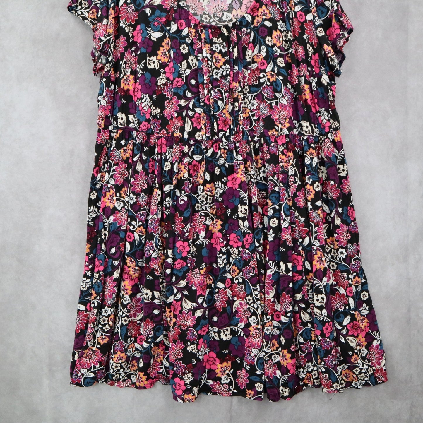 Torrid Black Floral Short Mini Fit Flare Business Casual Tropical Dress Plus 4X